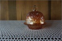 Vintage Carnival Glass Butter Dish With Lid