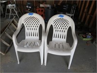 2 Plastic Lawn Chairs 37” T