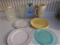 Small China Plates, Pitchers, Misc Glassware