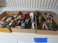 3 Flats of Kitchen Utensils, Mixers Etc