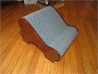 Small Wooden Footstool w/ Carpet Pad 13 1/4” W x