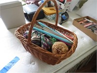 Small Basket of Yarn & Knitting Needles