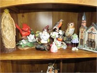 Flat of Glass Figurines Angel, Cardinal, Gnome,