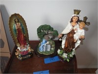Lot of 3 Christian Figurines Tallest Measures 16”