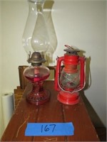Oil Lamp, Antique Lantern 9 1/2” & 16 1/2” T
