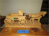 Wooden Horse & Carriage Decorations 21” L x 7