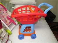 Toy Stroller, 2 Toy Shopping Carts, High Chair