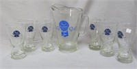 Pabst glass pitcher & 6 glasses