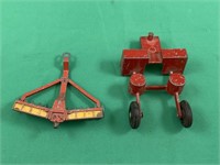 Dinky Toy Disc Harrow and Ertl Planter