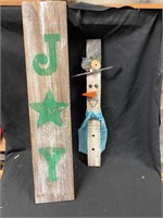 Joy and snowman sign