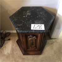 Wooden End Table w/ Marble Top