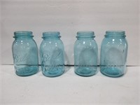 4 Blue Ball Mason Quart Jars