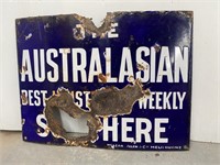 Original The Australasian enamel sign aprx 30x23cm