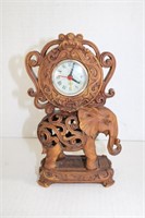Quartz Carved Elephant  Clock resin 9 x 5