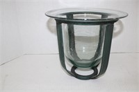 Glass & Wrought Iron Décor Vase 9 x 10"