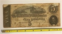 1863 Civil War Confederate States $5 Bill (Warn)