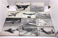 (11) Vintage Black & White Aviation Post Cards