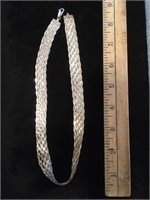 18" Sterling Silver 1/2 Wide Woven Necklace 23.7gr