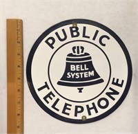 Reproduction Bell System Telephone Round Sign