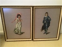 French boy and girl needlepoint
