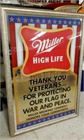 Miler High Life mirrored sign, Thank You Veterans