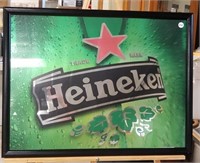 Heineken Mirrored Beer Sign, Framed