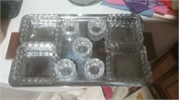 Stainless MCM tray with five glass salts and f