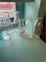 6 Vintage Milk Bottles