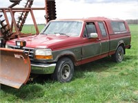 lot 3902- 1992  F150 plow truck red/gray w/ TITLE