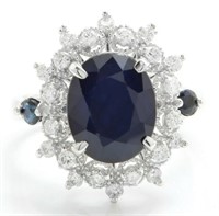 5.28 Cts Natural Sapphire Diamond Ring