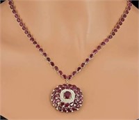 Certified $53,600 61.90 Cts Ruby Diamond Necklace
