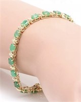 12.98 Cts Natural Emerald Diamond Bracelet