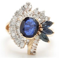 4.43 Cts Natural Sapphire Diamond Ring