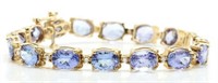 24.48 Cts Natural Blue Tanzanite Diamond Bracelet