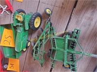 John Deere Toy Tractor, Plow, Disk, Wagon