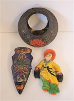2 Vintage Wall Pockets & Occupied Japan Plaque