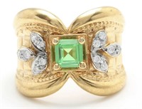 .60 Cts Naturald Emerald Diamond Ring