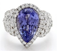 8.23 Cts Natural Blue Tanzanite Diamond Ring
