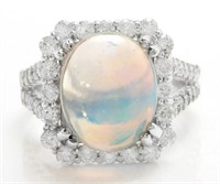 5.17 Cts Natural Ethiopian Opal Diamond Ring