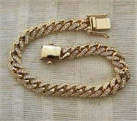 14 Kt 7MM Yellow Gold Diamond Bracelet 1 / 7