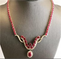 54.12 Cts Natural Ruby Diamond Necklace