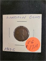 1913 S LINCOLN CENT--VG