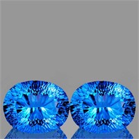 Natural Concave Swiss Blue Topaz Pair 12x10 MM - F