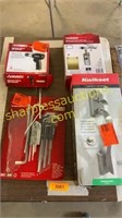 Door handle, hex key set, spray gun, air hammer