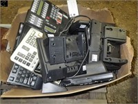 Box of phones & keyboard /calculator