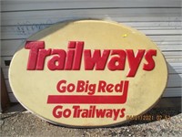 GO Big Red Trailways Bus Sign 58 x 84