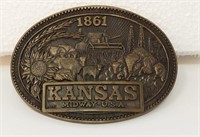 1861 Kansas Midway USA Brass Belt Buckle