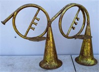 Lot 2 French Horn Brass Candle Holders