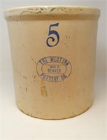 The Western Pottery Co. Denver Colo 5 Gallon Crock