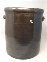 Brown 5 Gallon Crock w/chips on one handle